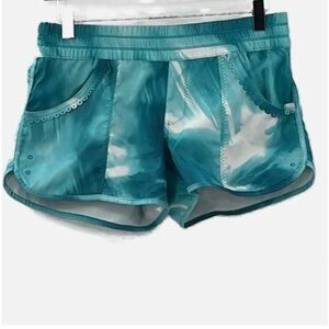 Lululemon Shorts Swim/Board Scalloped Edge Pockets Marble Dye Blue & White - 6